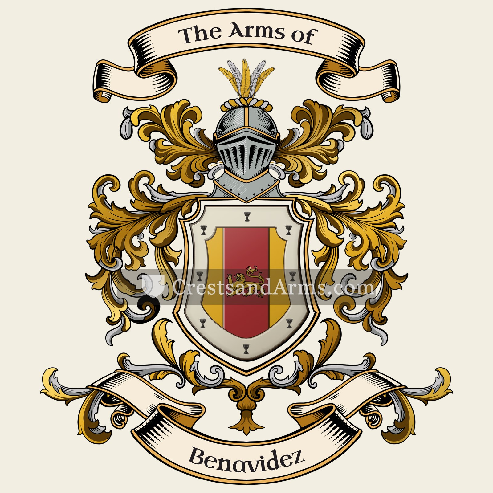 The Benavidez coat of arms, drawn from the recorded blazon