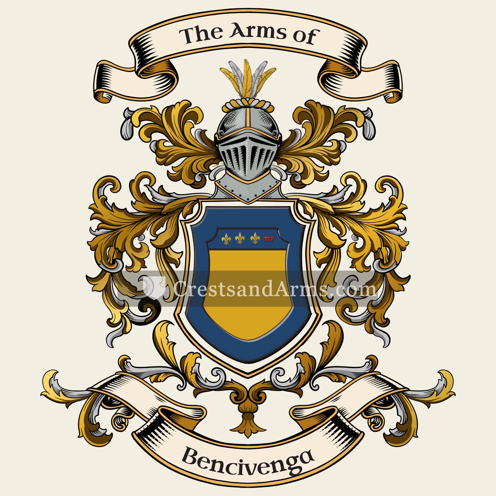 The Bencivenga coat of arms, drawn from the recorded blazon