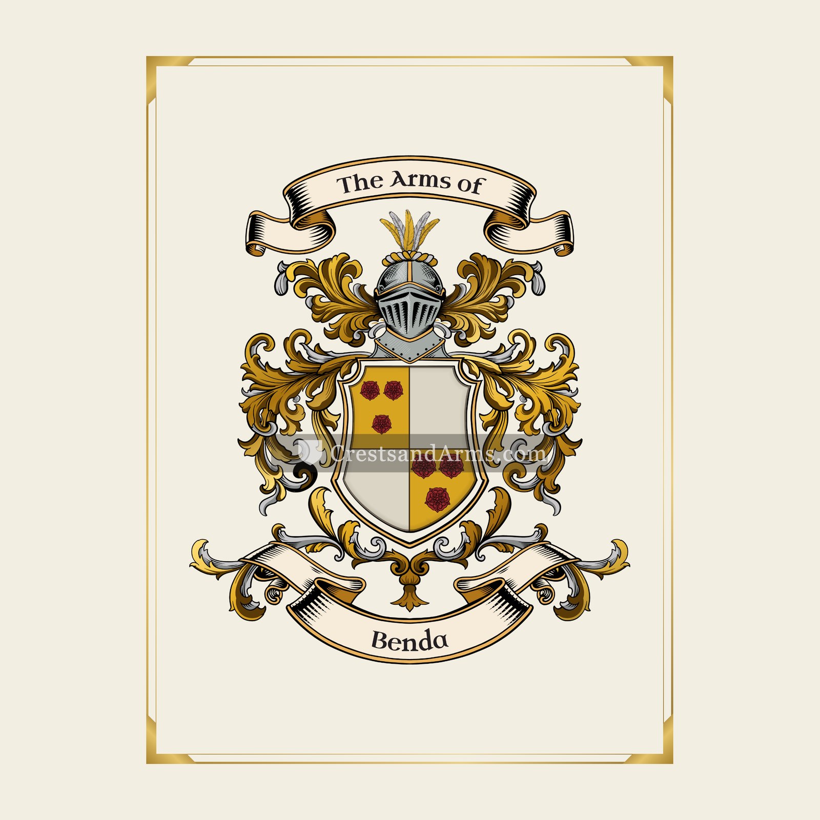 With gold border