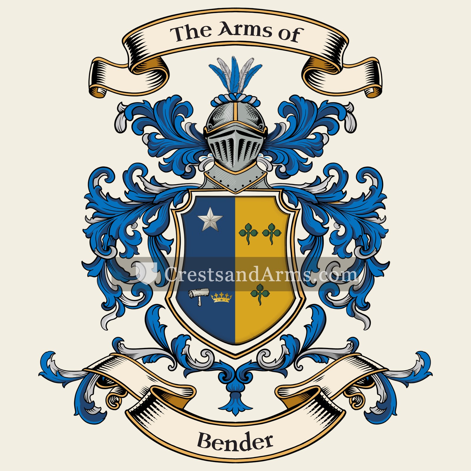 The Bender coat of arms, drawn from the recorded blazon
