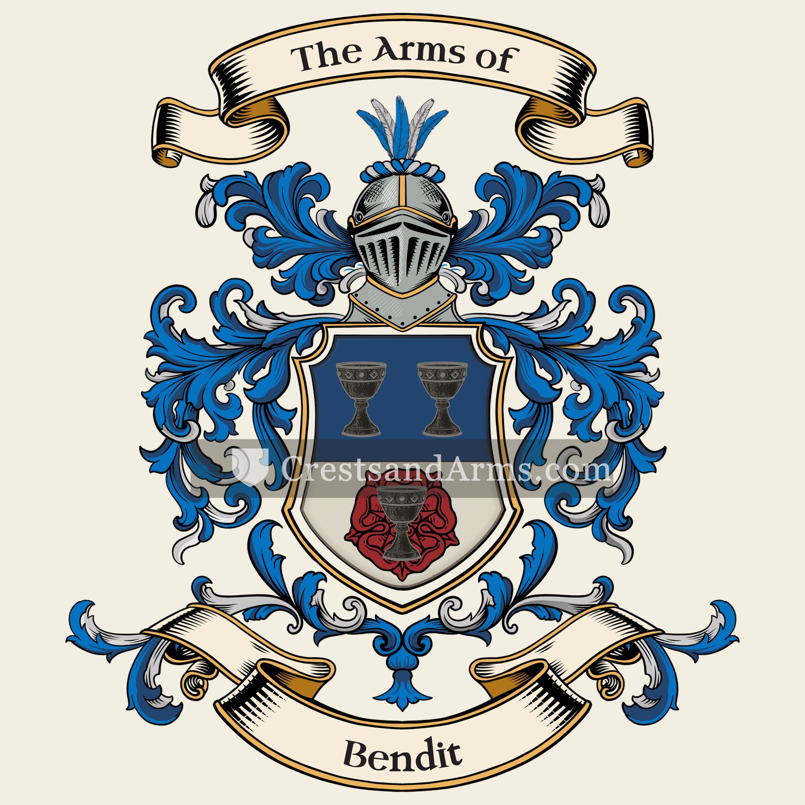 The Bendit coat of arms, drawn from the recorded blazon