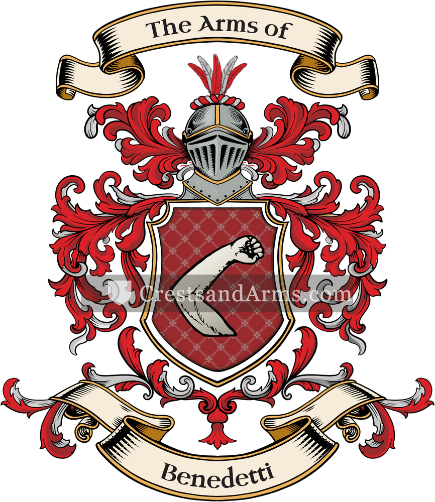 The Benedetti coat of arms, drawn from the recorded blazon