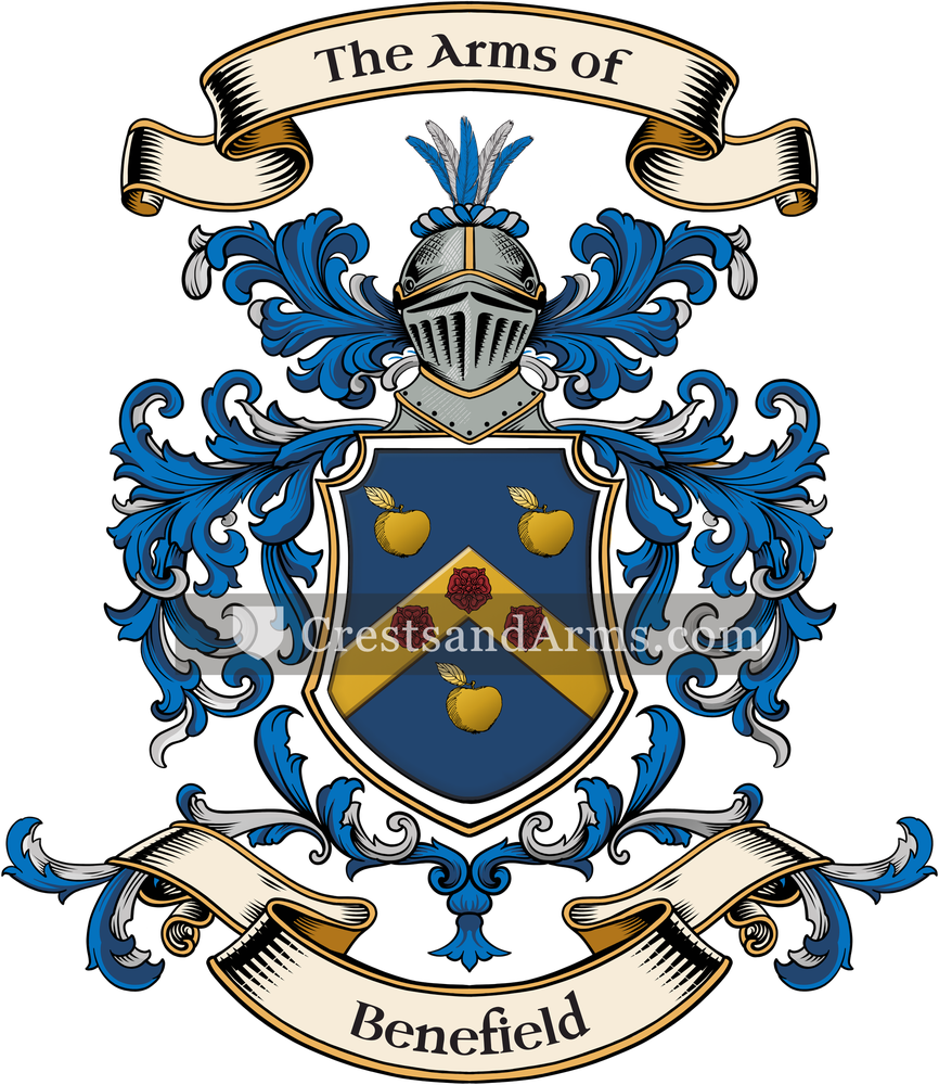 The Benefield coat of arms, drawn from the recorded blazon
