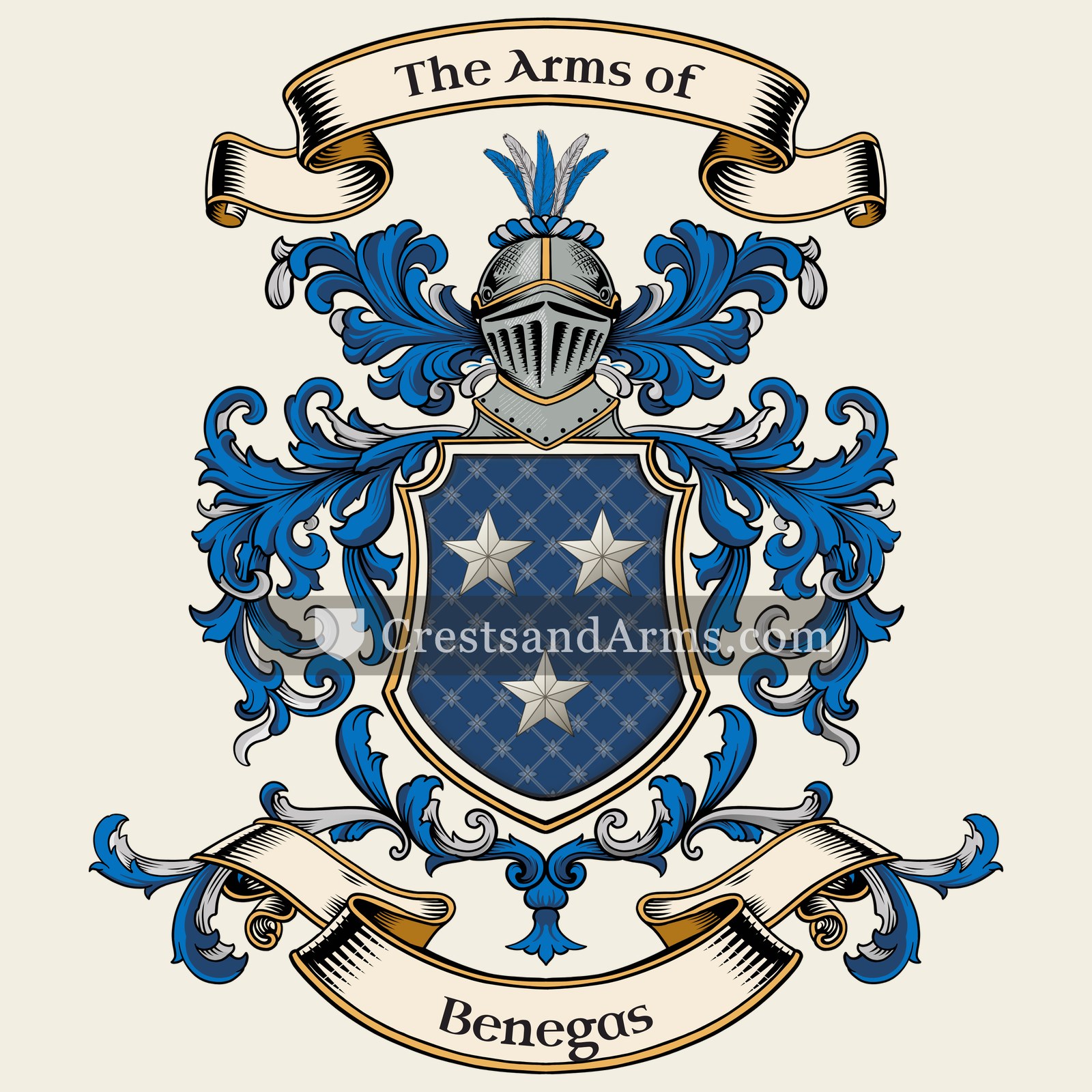 The Benegas coat of arms, drawn from the recorded blazon