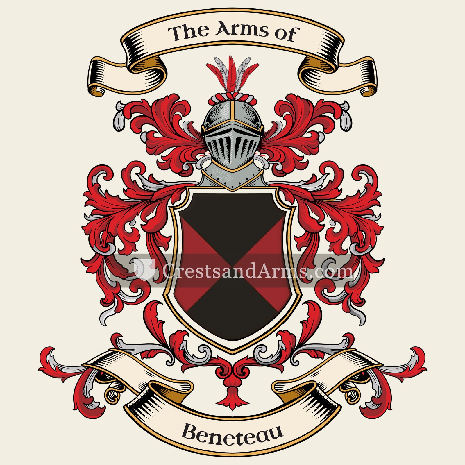 The Beneteau coat of arms, drawn from the recorded blazon