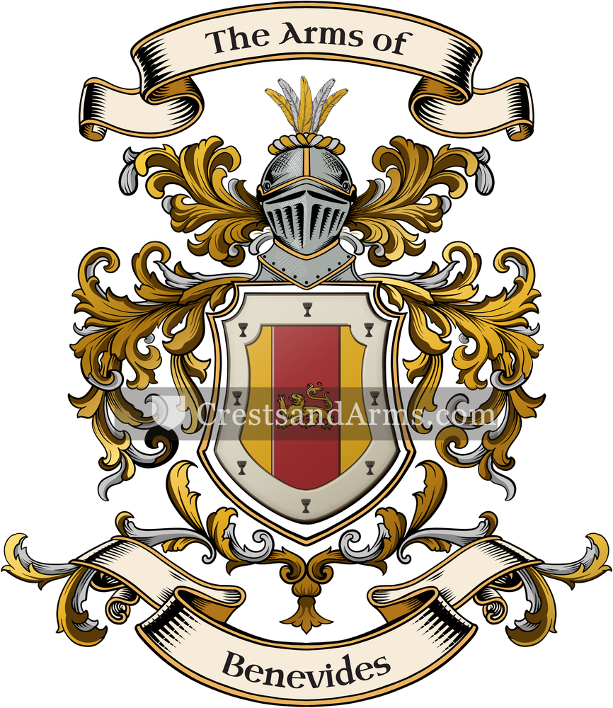 The Benevides coat of arms, drawn from the recorded blazon