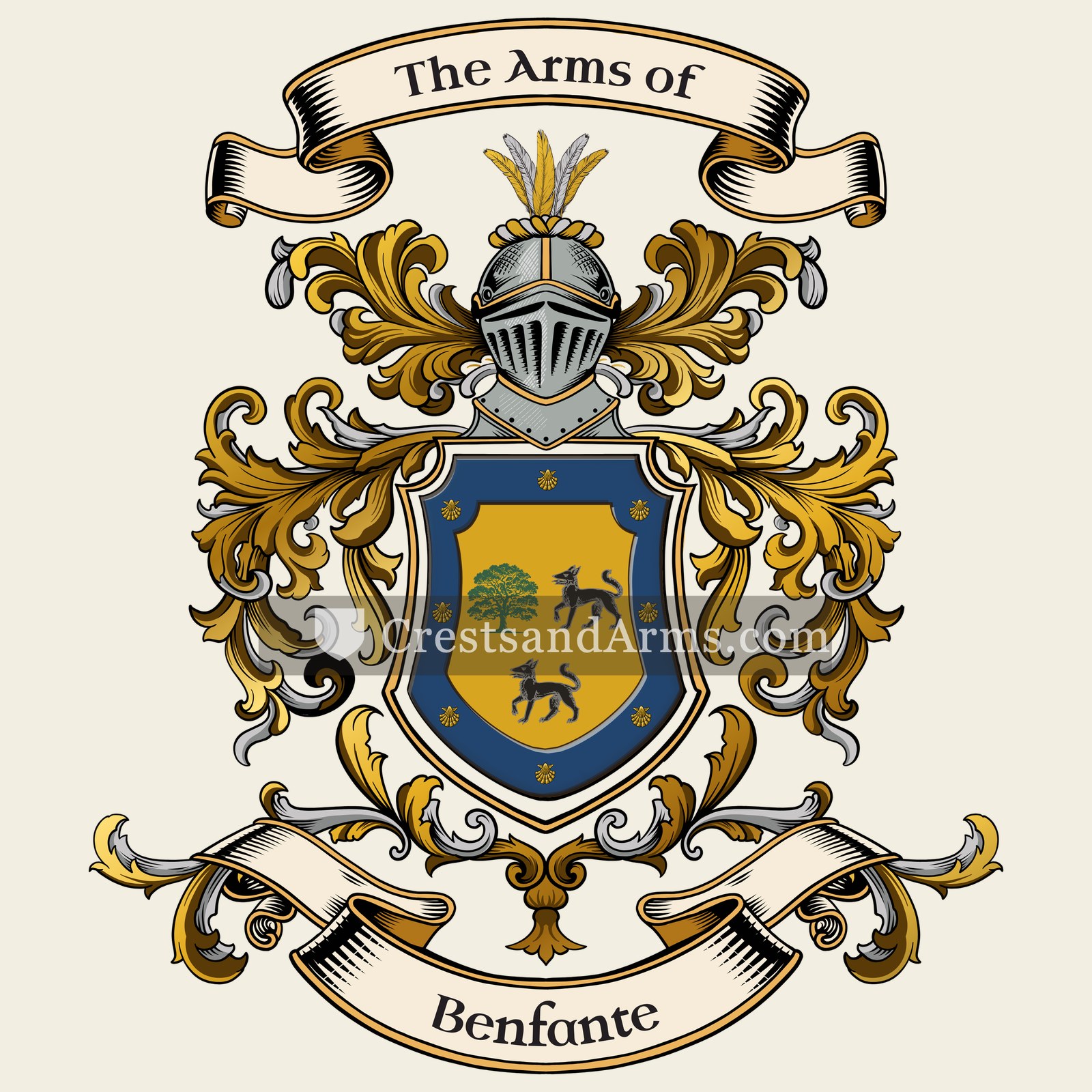 The Benfante coat of arms, drawn from the recorded blazon