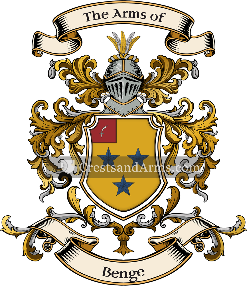 The Benge coat of arms, drawn from the recorded blazon