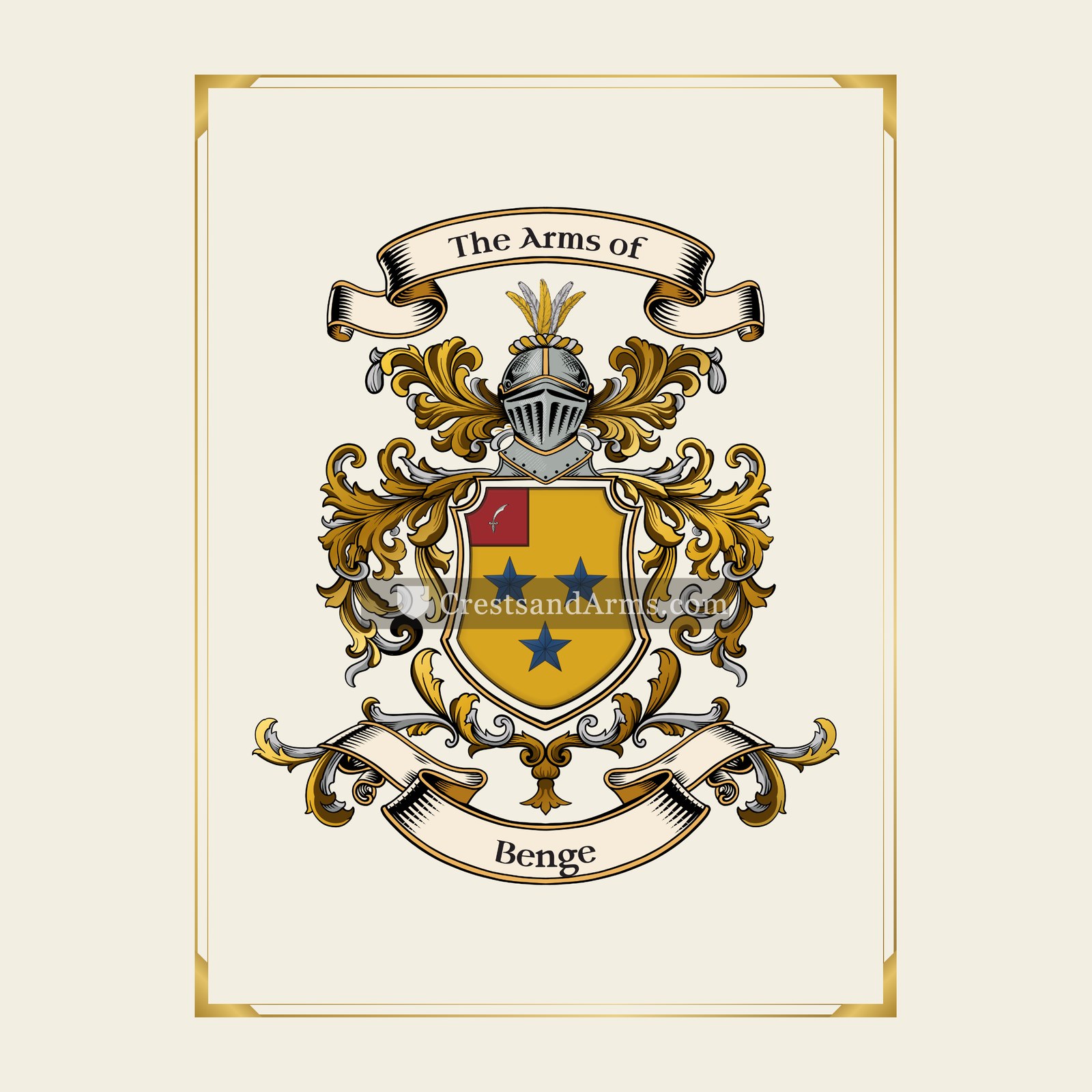 With gold border