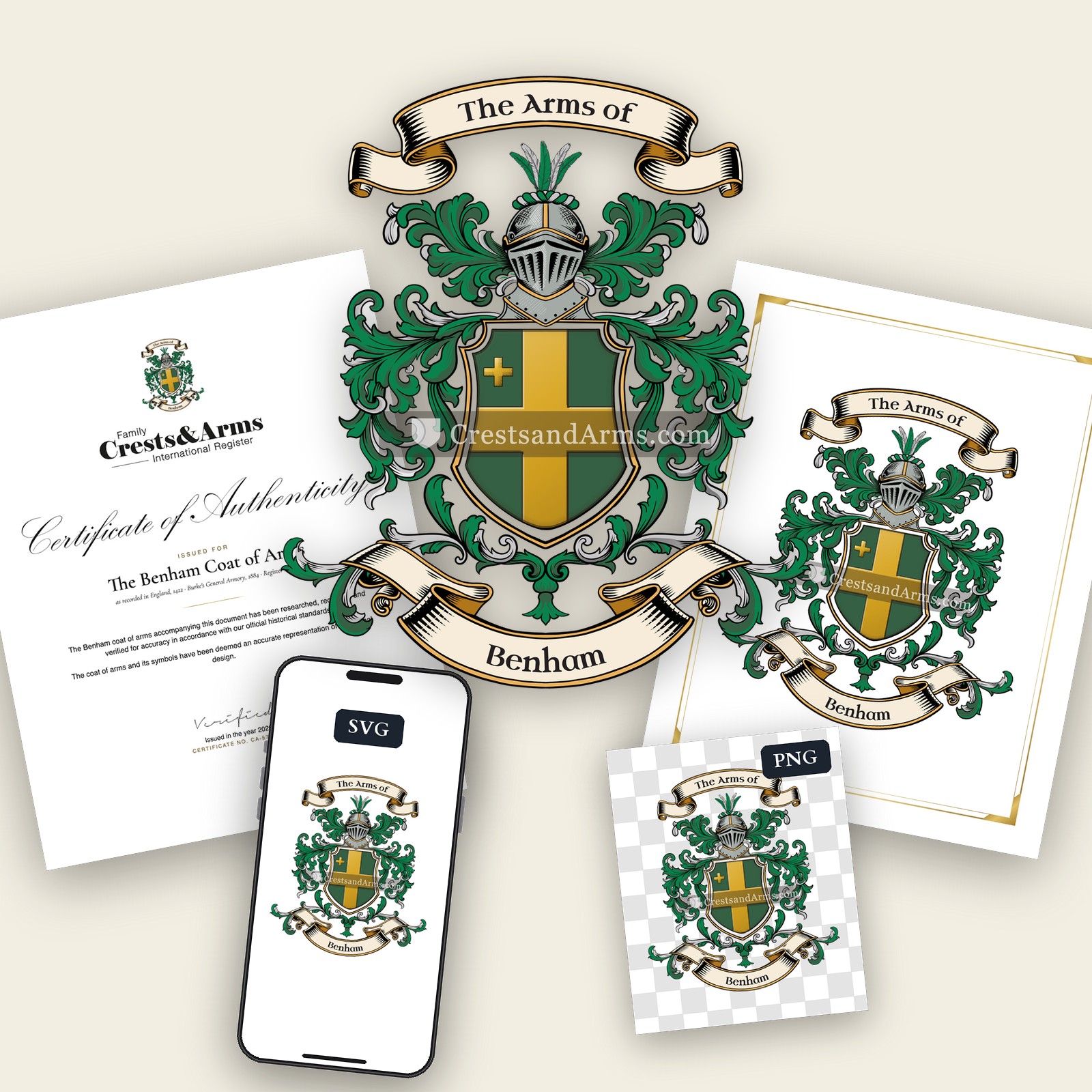 The Benham arms on the coat of arms — digital pack