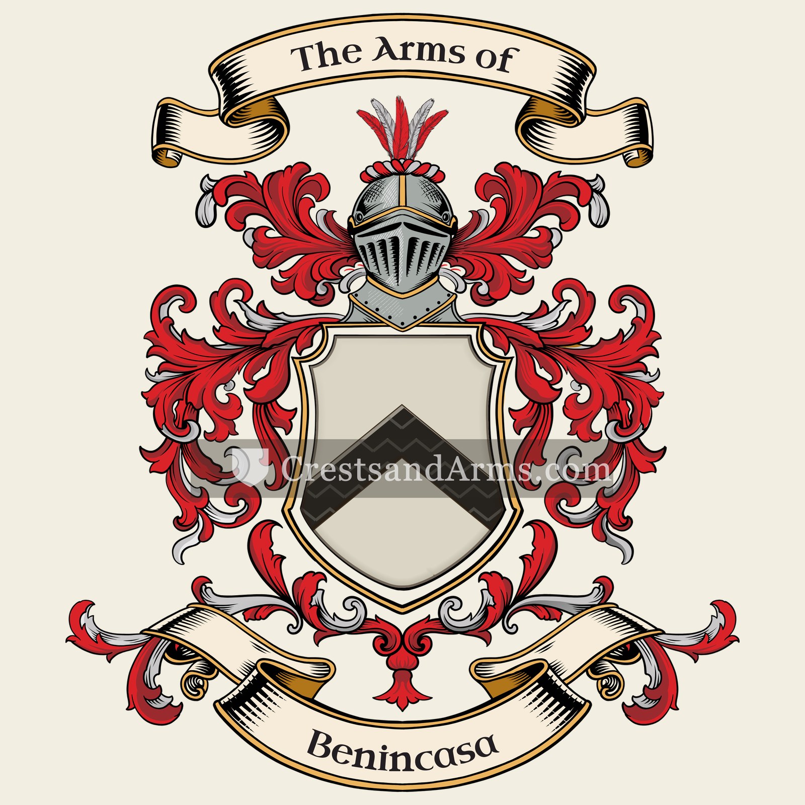 The Benincasa coat of arms, drawn from the recorded blazon
