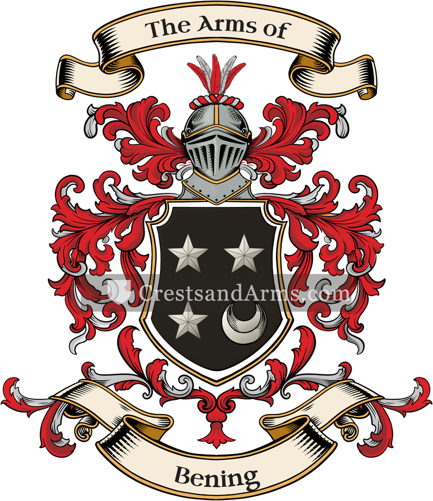 The Bening coat of arms, drawn from the recorded blazon