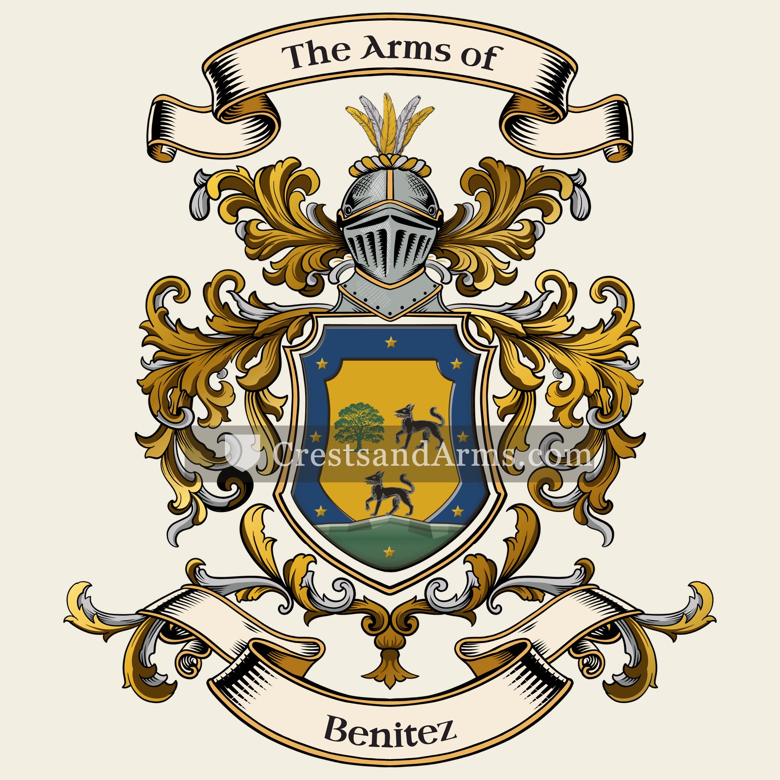 The Benitez coat of arms, drawn from the recorded blazon