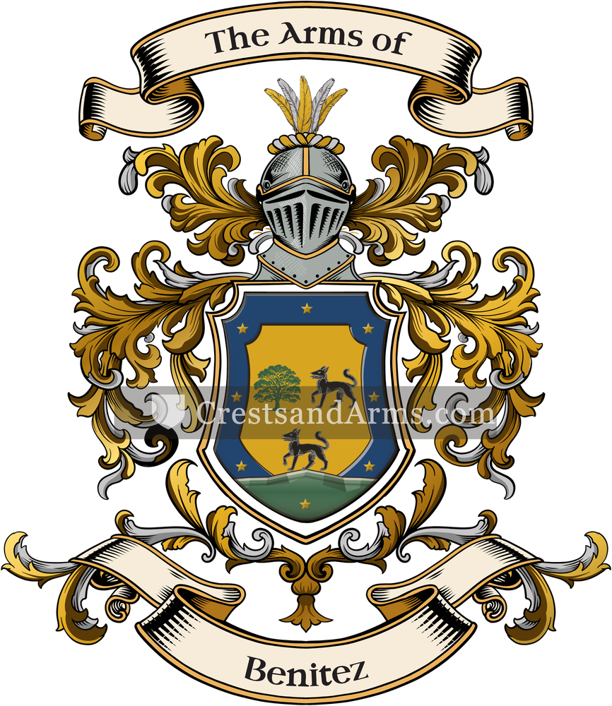 The Benitez coat of arms, drawn from the recorded blazon