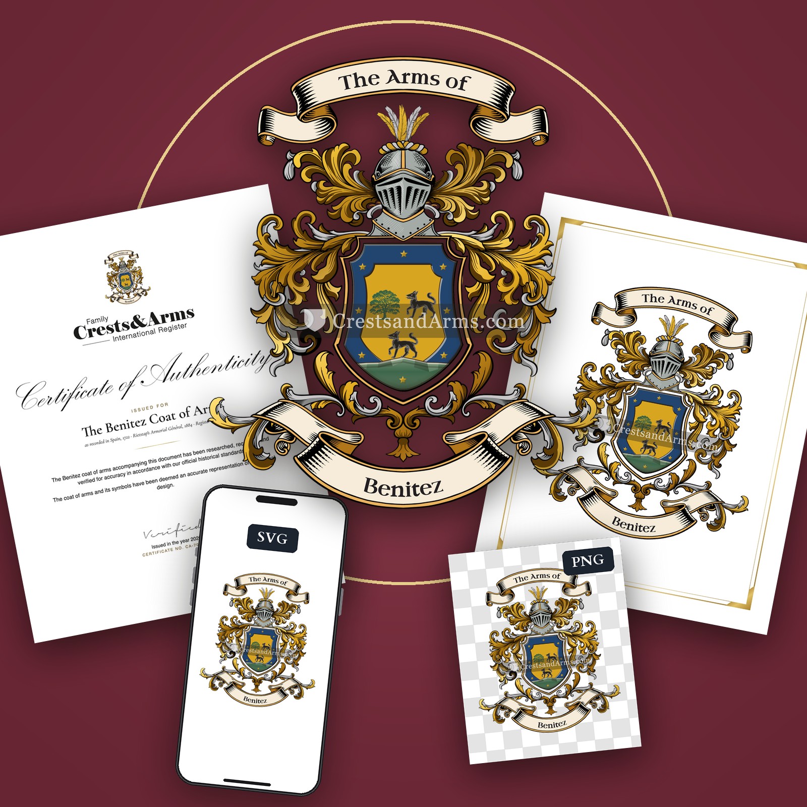 The Benitez arms on the coat of arms — digital pack
