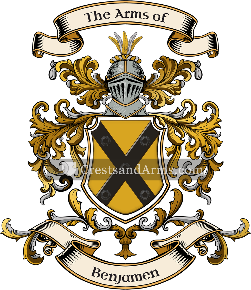 The Benjamen coat of arms, drawn from the recorded blazon