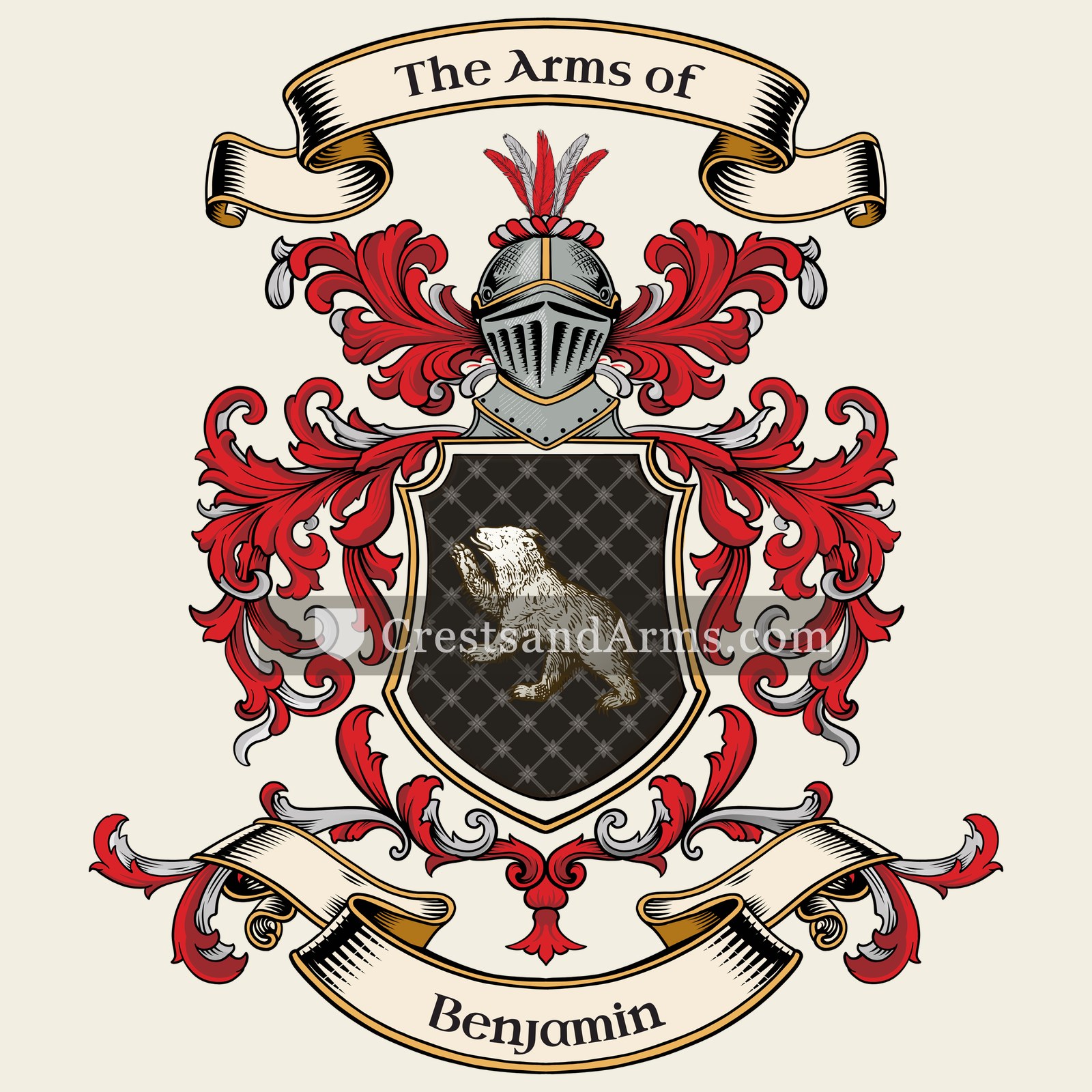 The Benjamin coat of arms, drawn from the recorded blazon