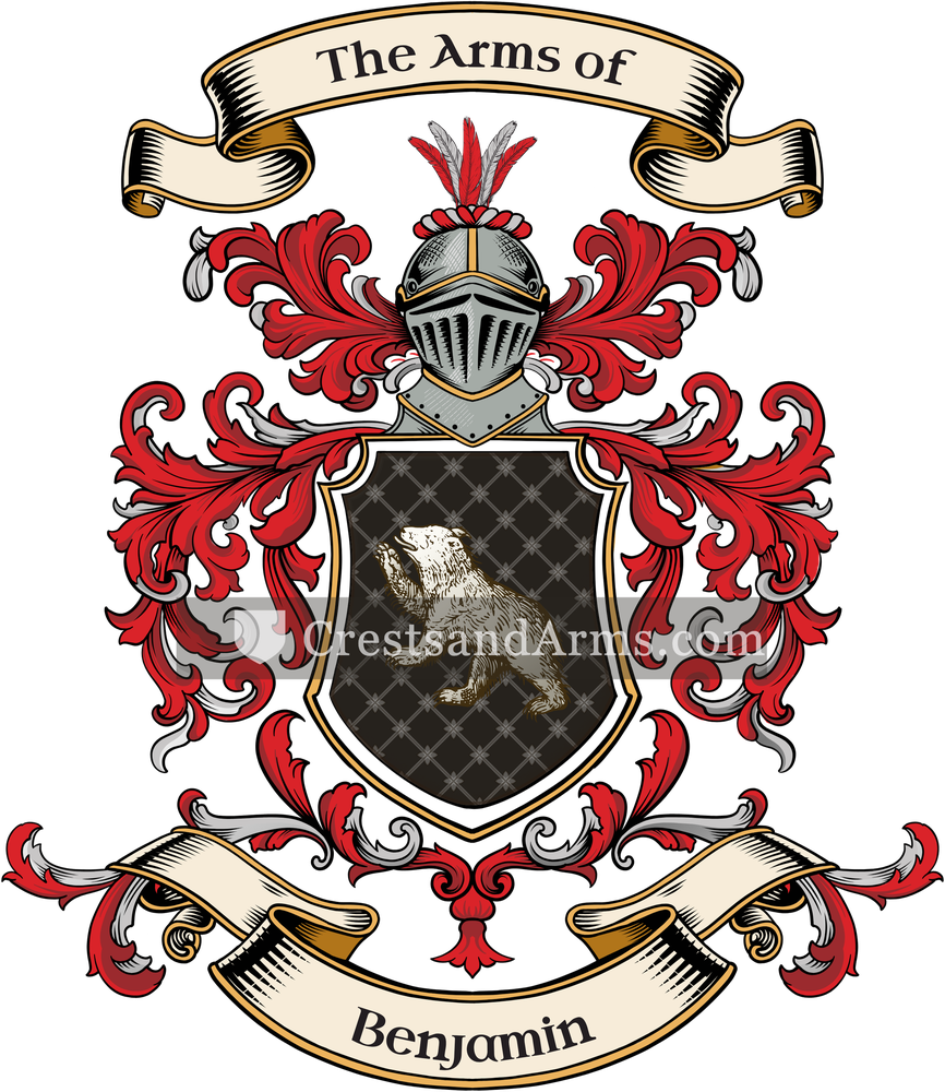 The Benjamin coat of arms, drawn from the recorded blazon