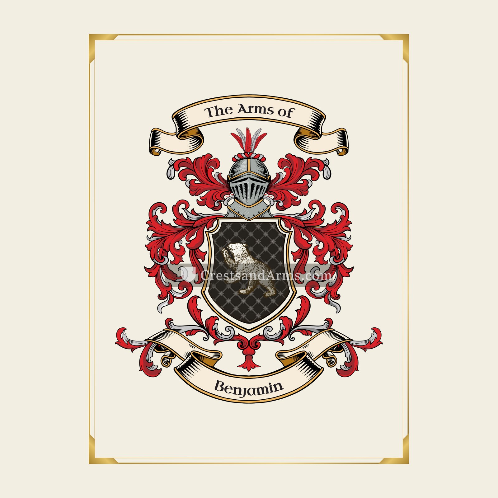 With gold border