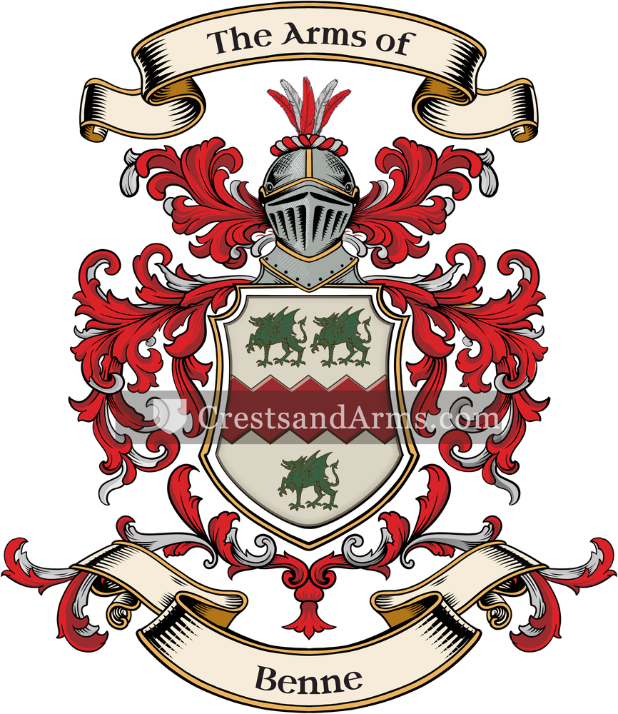 The Benne coat of arms, drawn from the recorded blazon