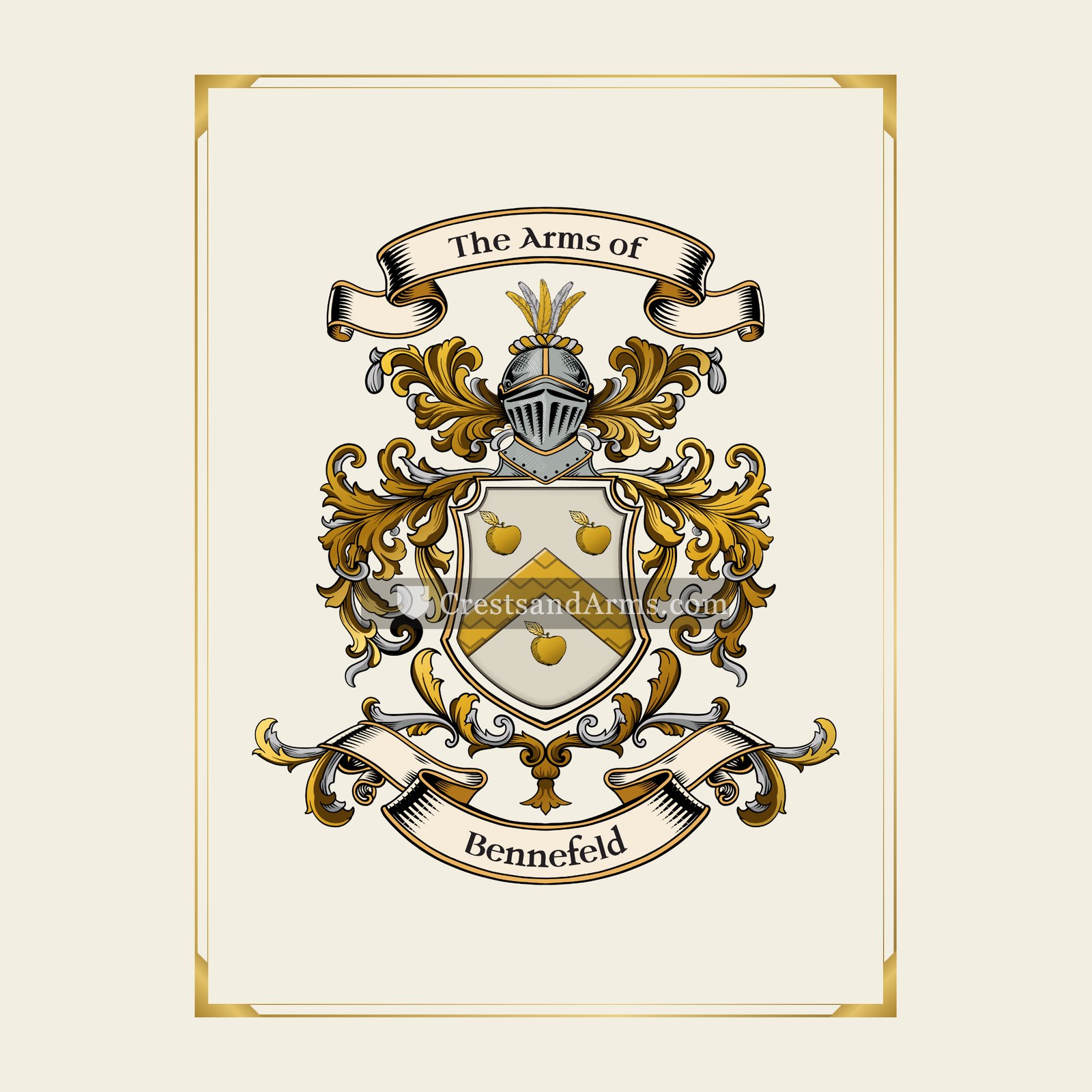 With gold border