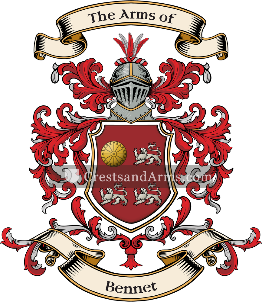 The Bennet coat of arms, drawn from the recorded blazon