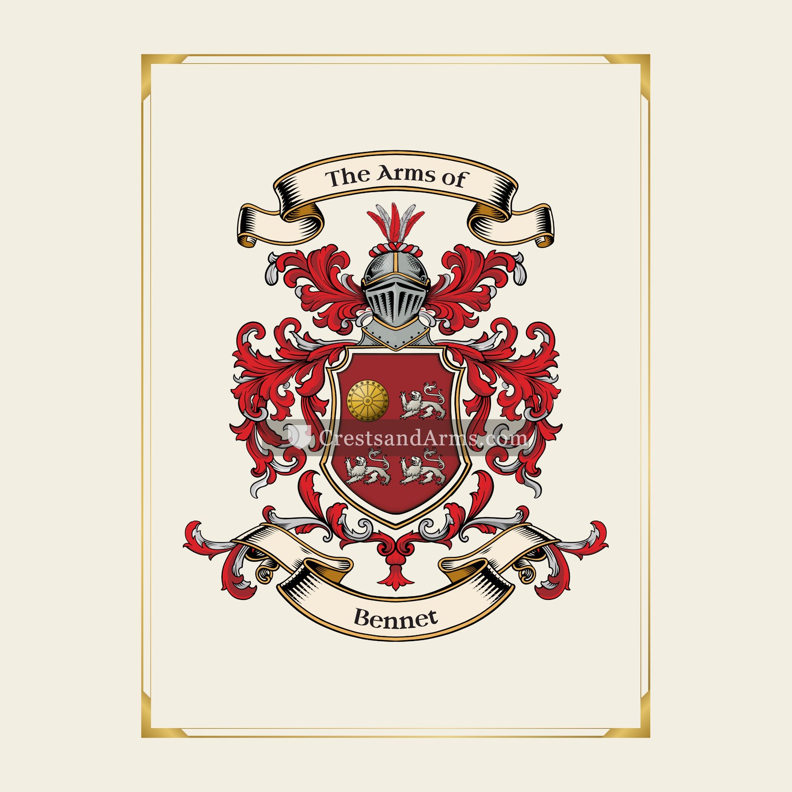 With gold border