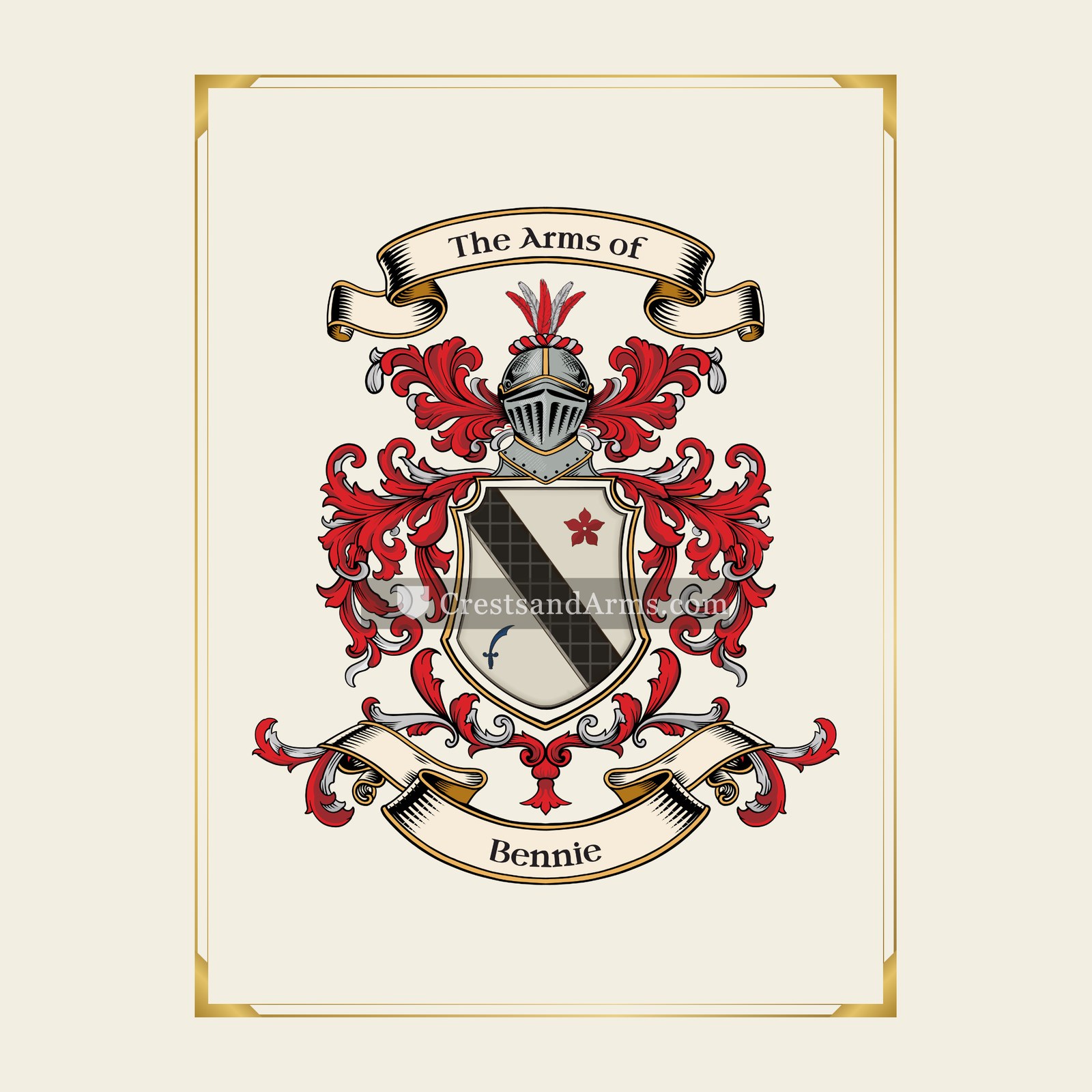With gold border