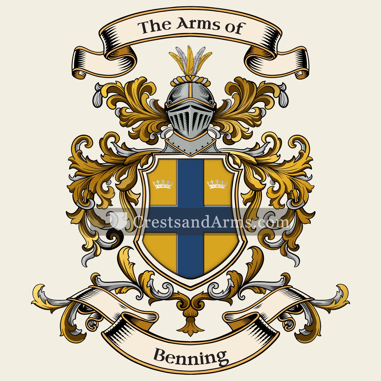 The Benning coat of arms, drawn from the recorded blazon