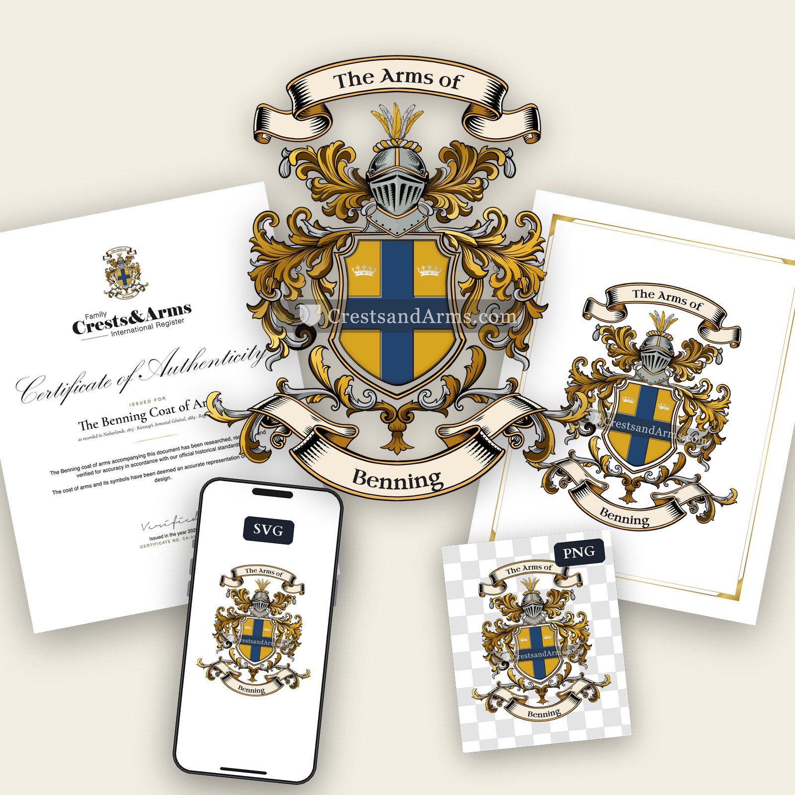 The Benning arms on the coat of arms — digital pack