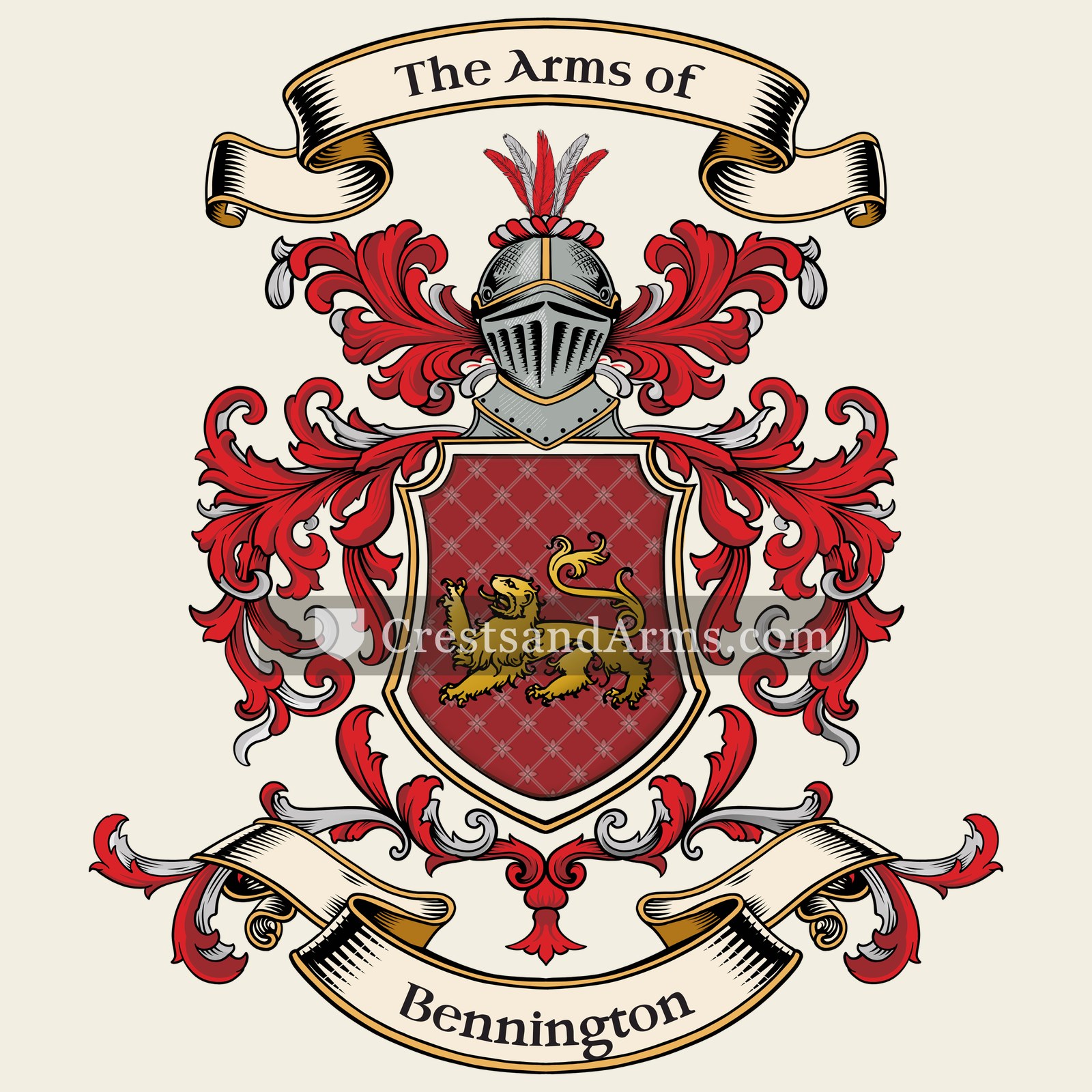 The Bennington coat of arms, drawn from the recorded blazon