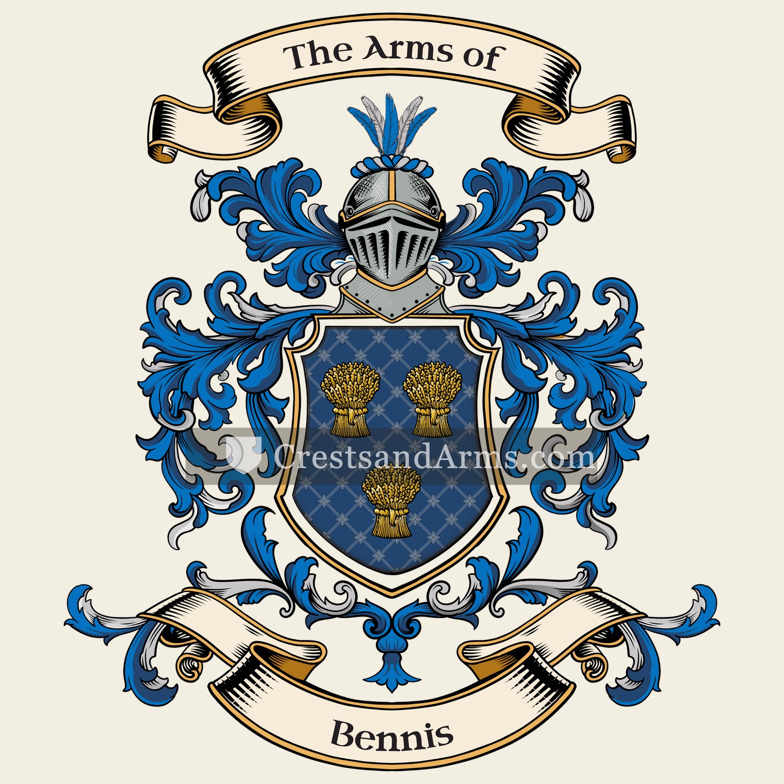The Bennis coat of arms, drawn from the recorded blazon