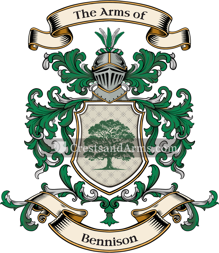 The Bennison coat of arms, drawn from the recorded blazon