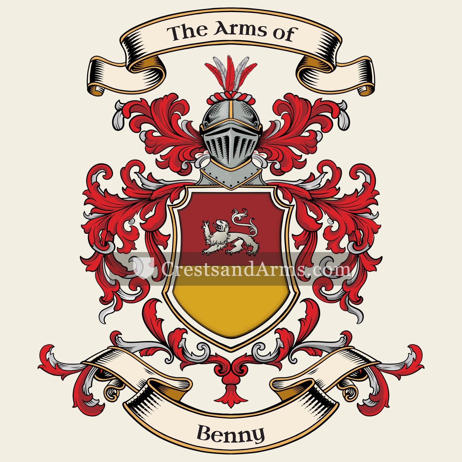 The Benny coat of arms, drawn from the recorded blazon