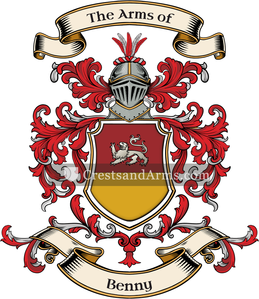 The Benny coat of arms, drawn from the recorded blazon