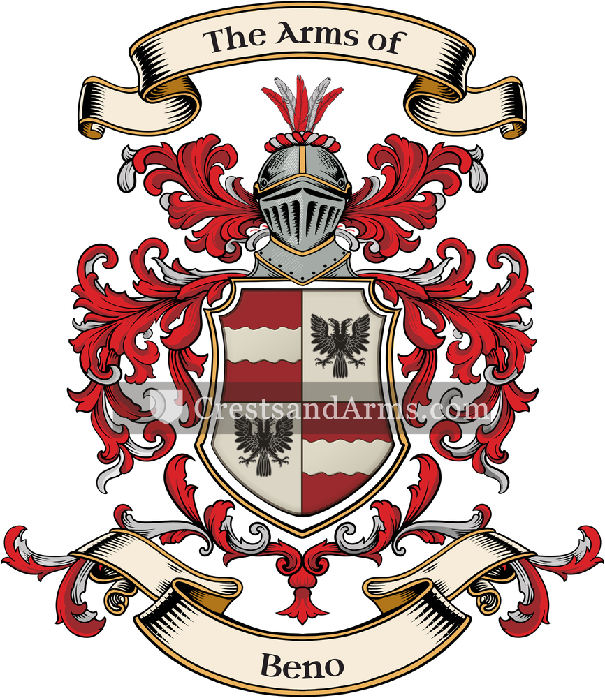 The Beno coat of arms, drawn from the recorded blazon