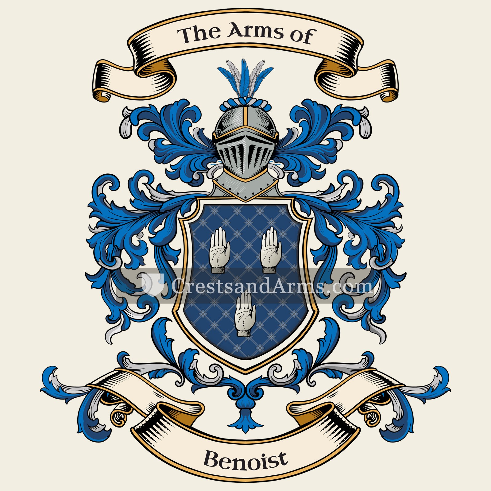 The Benoist coat of arms, drawn from the recorded blazon