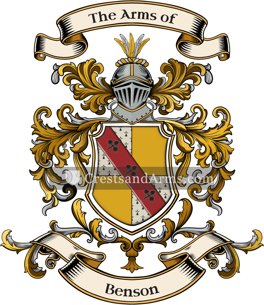 The Benson coat of arms, drawn from the recorded blazon