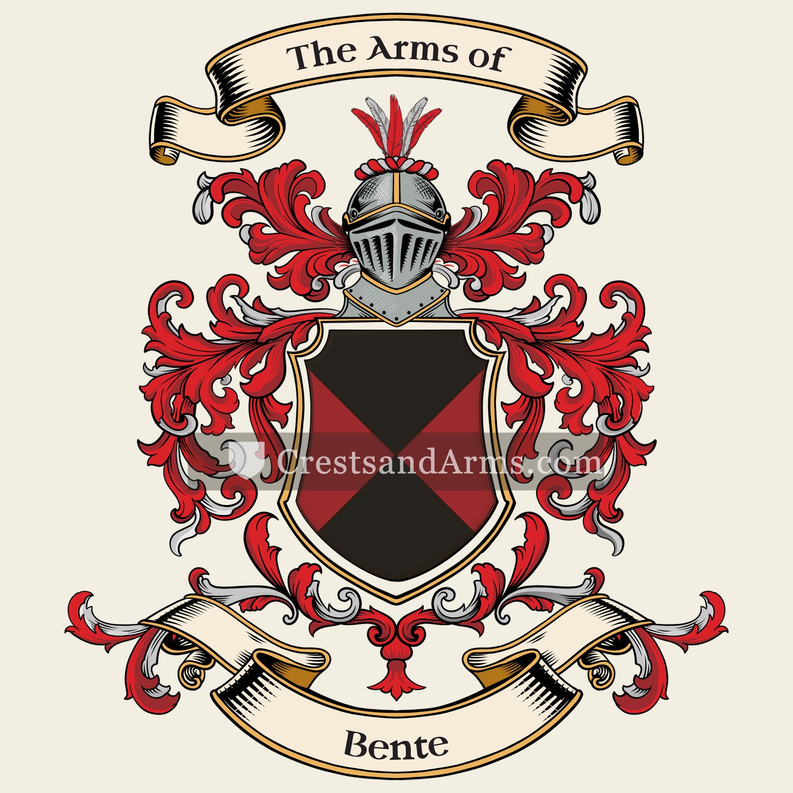 The Bente coat of arms, drawn from the recorded blazon
