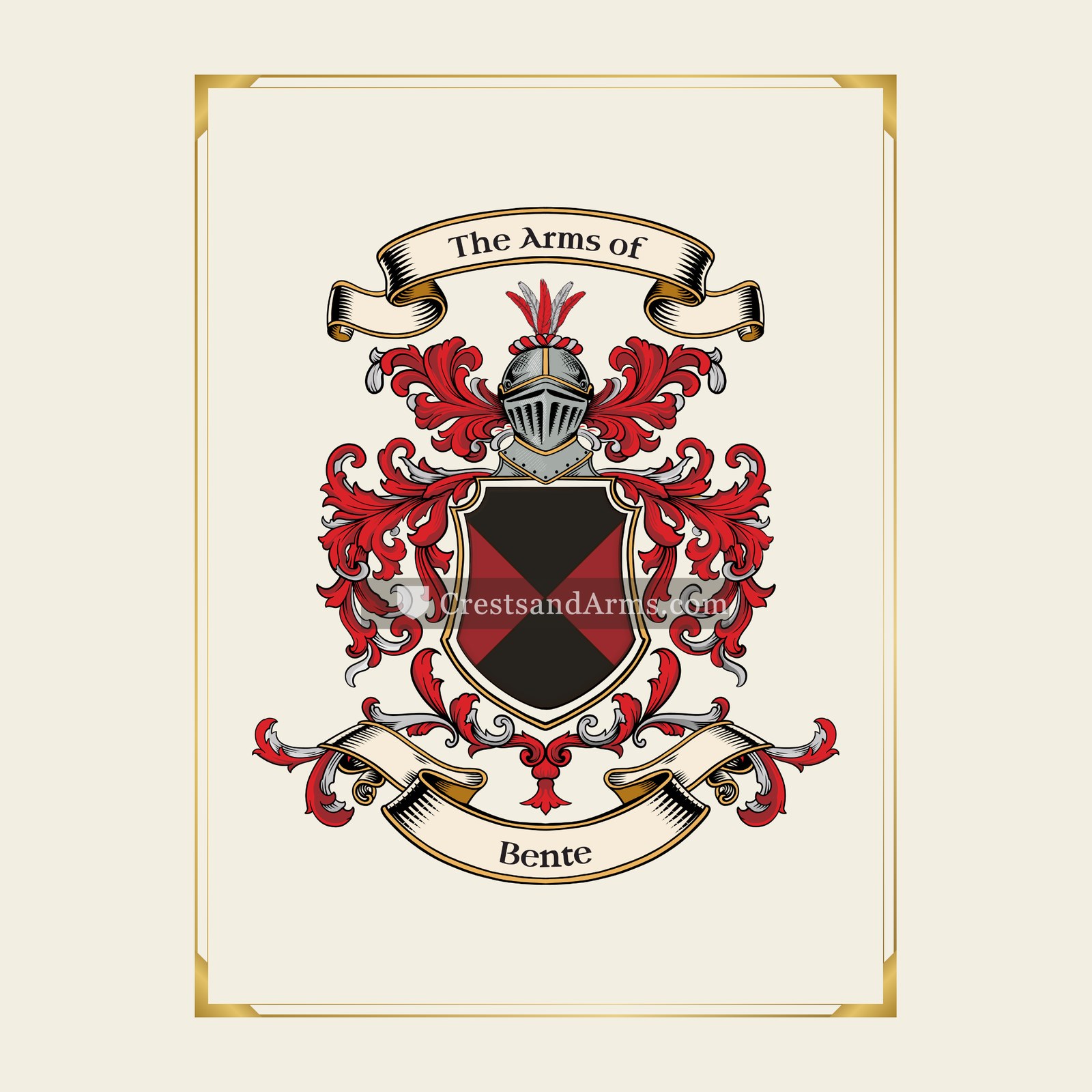 With gold border