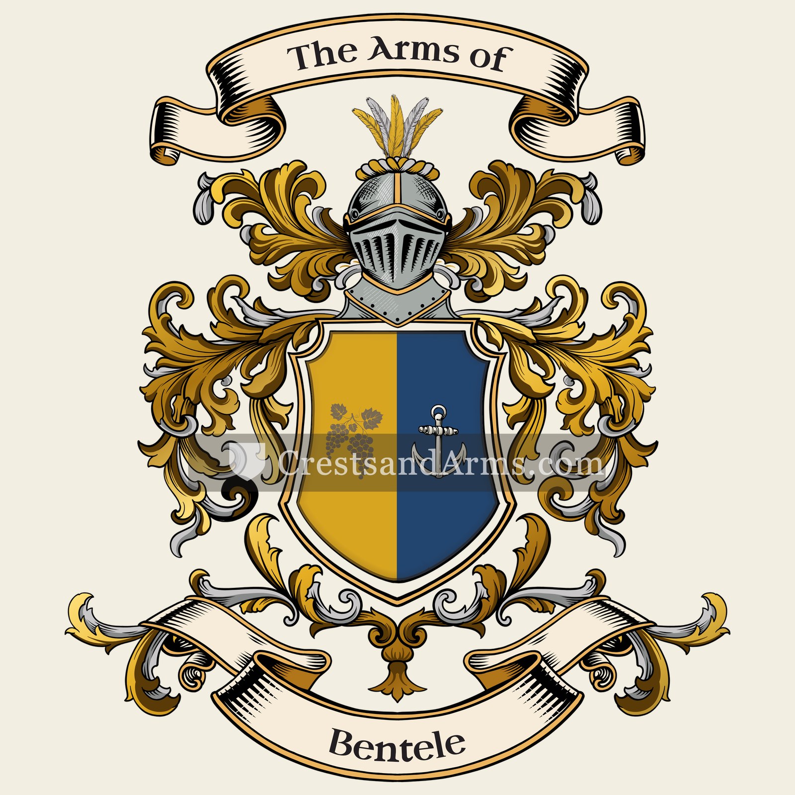 The Bentele coat of arms, drawn from the recorded blazon