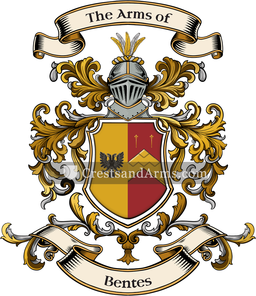 The Bentes coat of arms, drawn from the recorded blazon