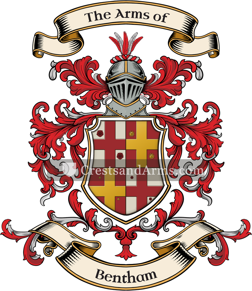 The Bentham coat of arms, drawn from the recorded blazon