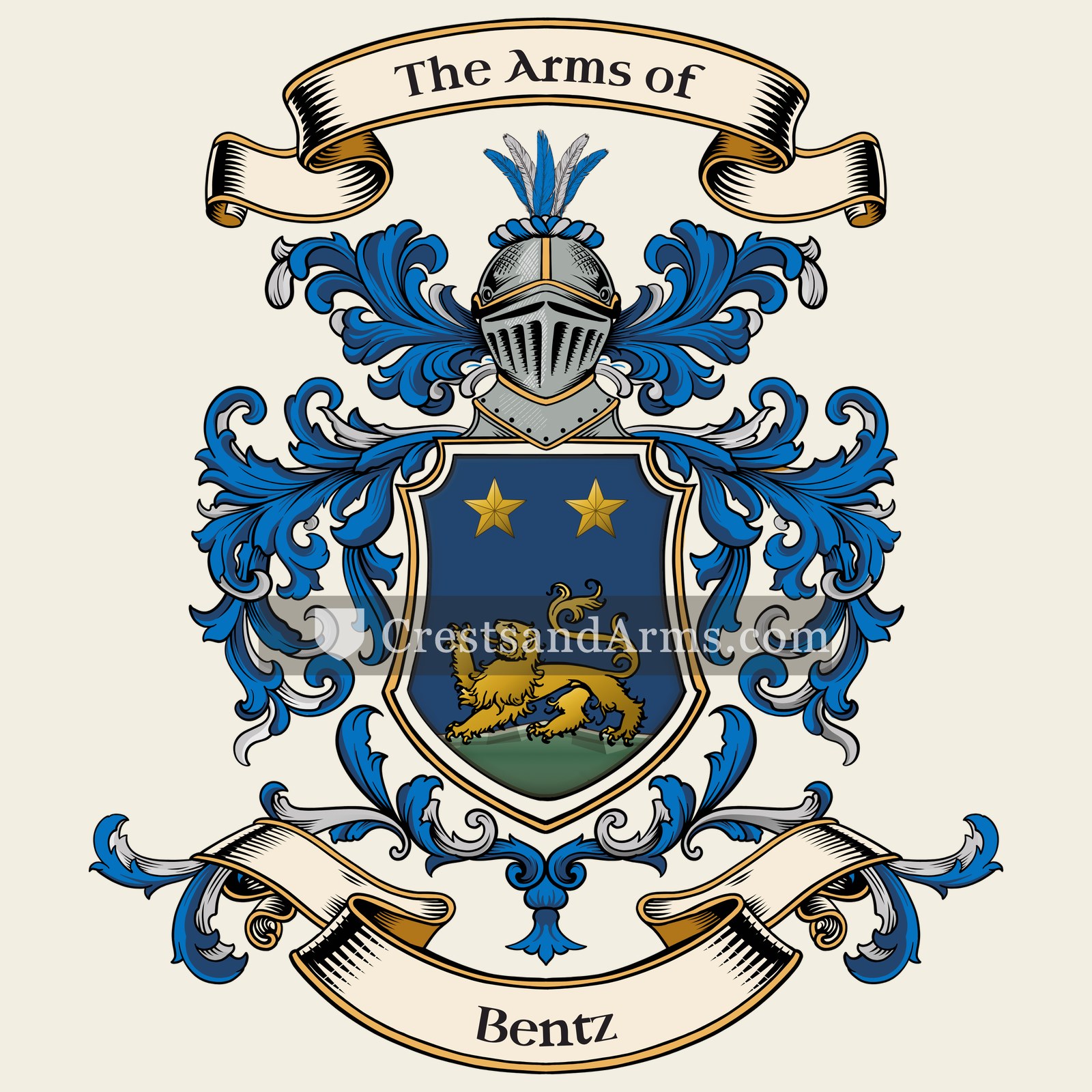 The Bentz coat of arms, drawn from the recorded blazon