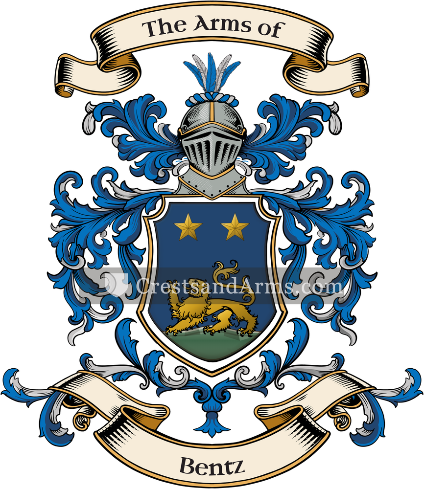 The Bentz coat of arms, drawn from the recorded blazon