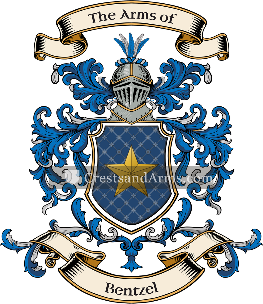 The Bentzel coat of arms, drawn from the recorded blazon