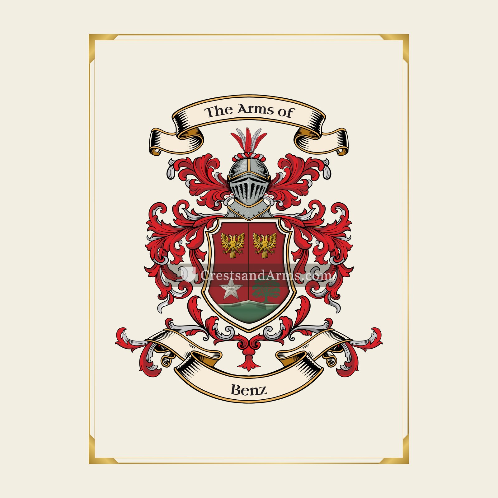 With gold border