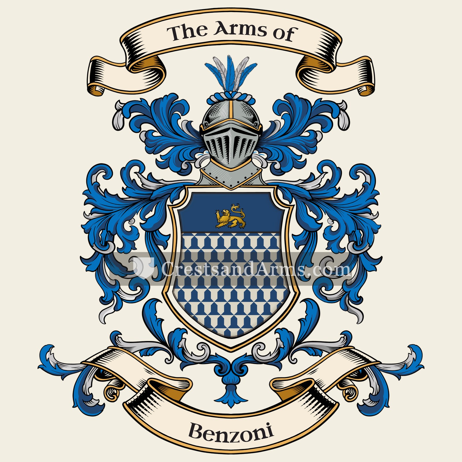 The Benzoni coat of arms, drawn from the recorded blazon