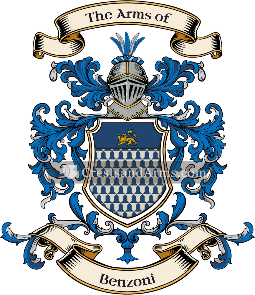 The Benzoni coat of arms, drawn from the recorded blazon
