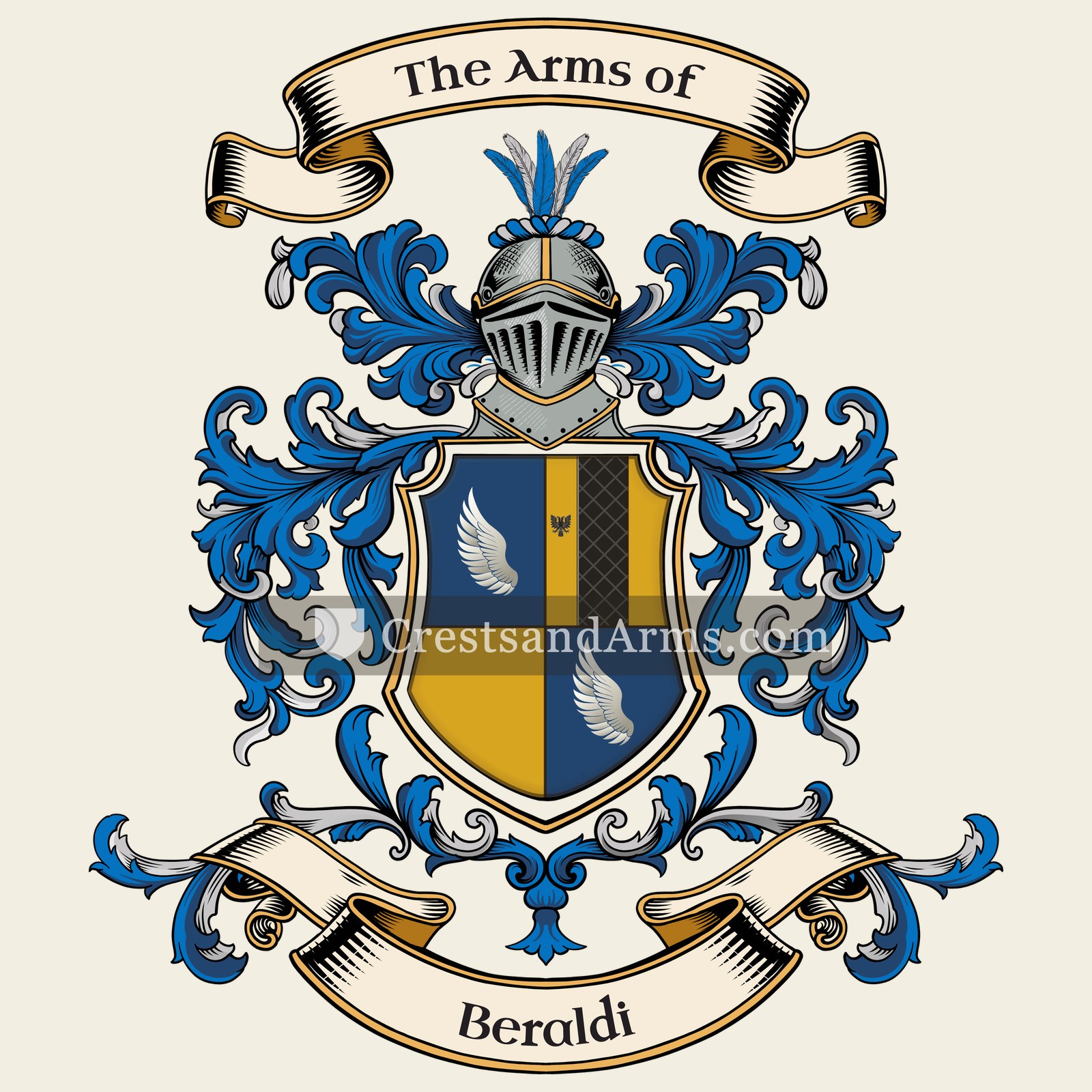 The Beraldi coat of arms, drawn from the recorded blazon